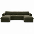Sofa narożna z tkaniny poliestrowej zielona 320 cm