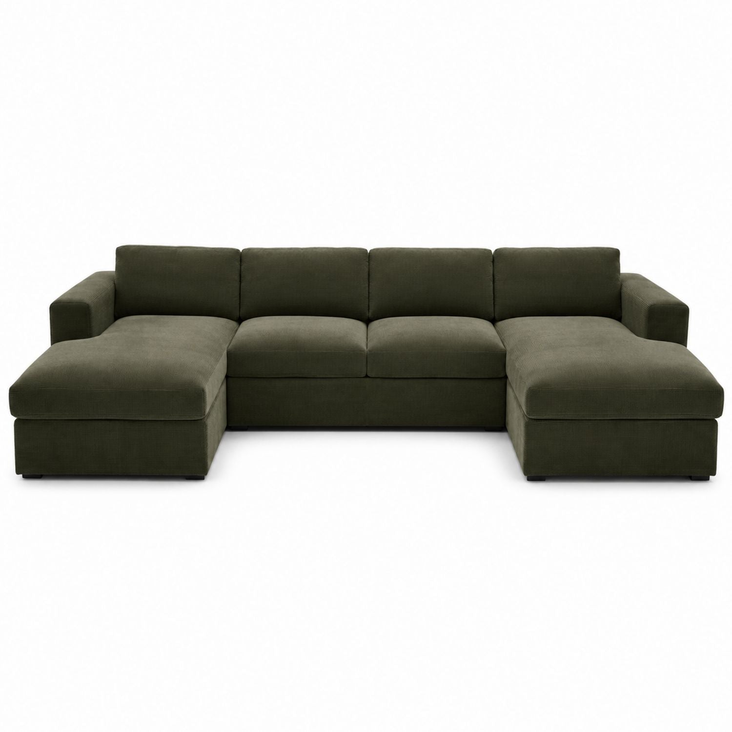 Sofa narożna z tkaniny poliestrowej zielona 320 cm