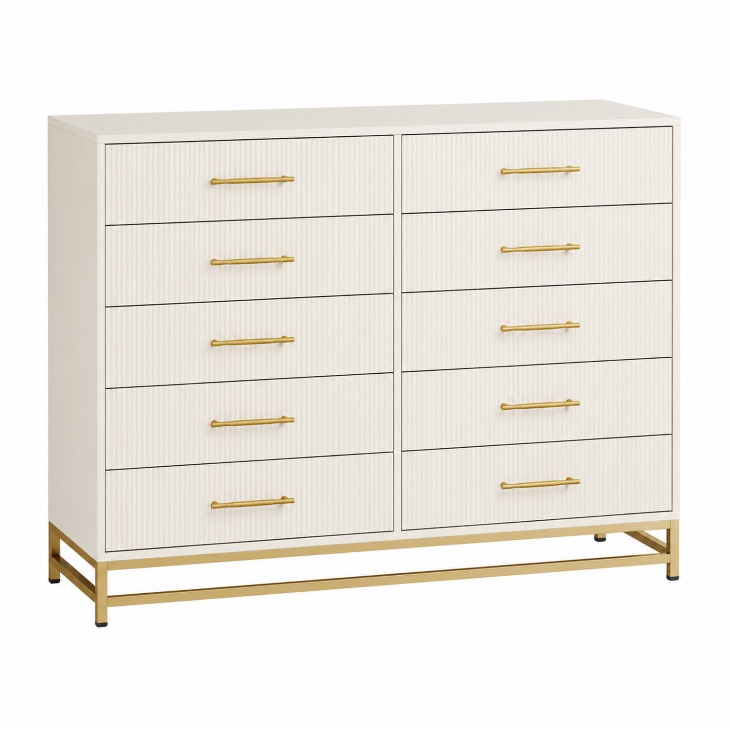Komoda z MDF z Złotymi Metalowymi Uchwytami
