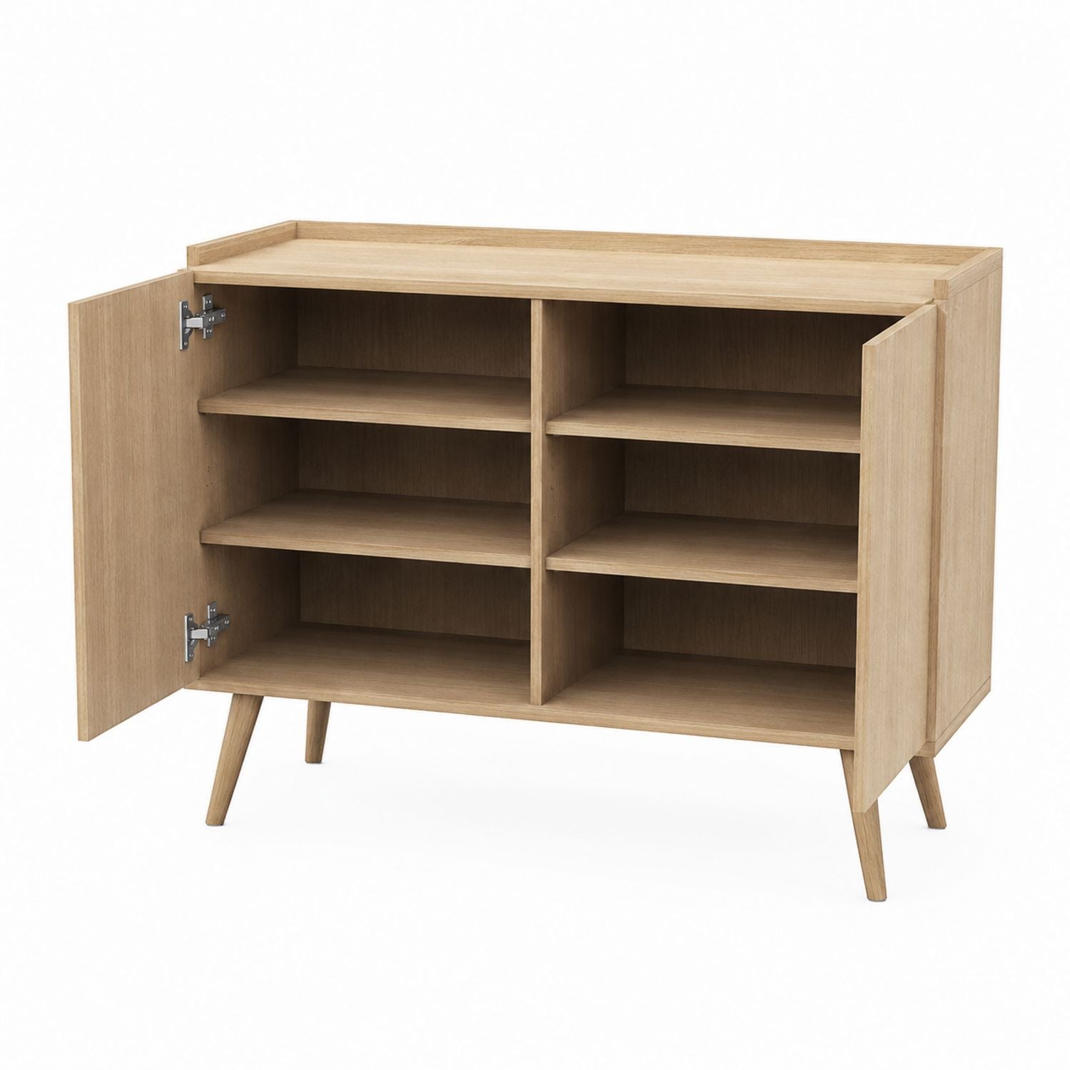Szafka na buty z drewna dębowego 6 półek 2 drzwi 100x30x80 cm