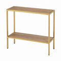 Konsola metalowa z półkami MDF Złoty/Brązowy