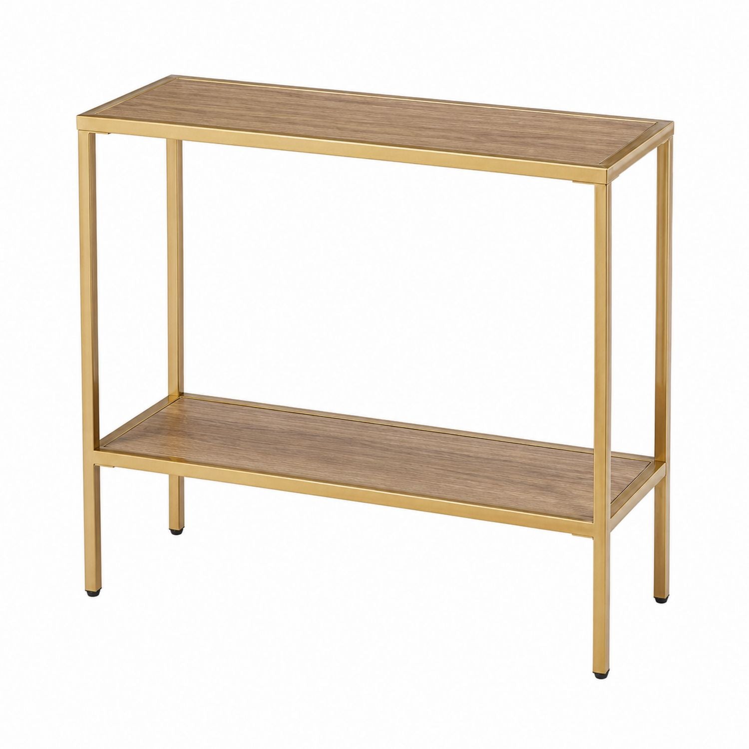 Konsola metalowa z półkami MDF Złoty/Brązowy