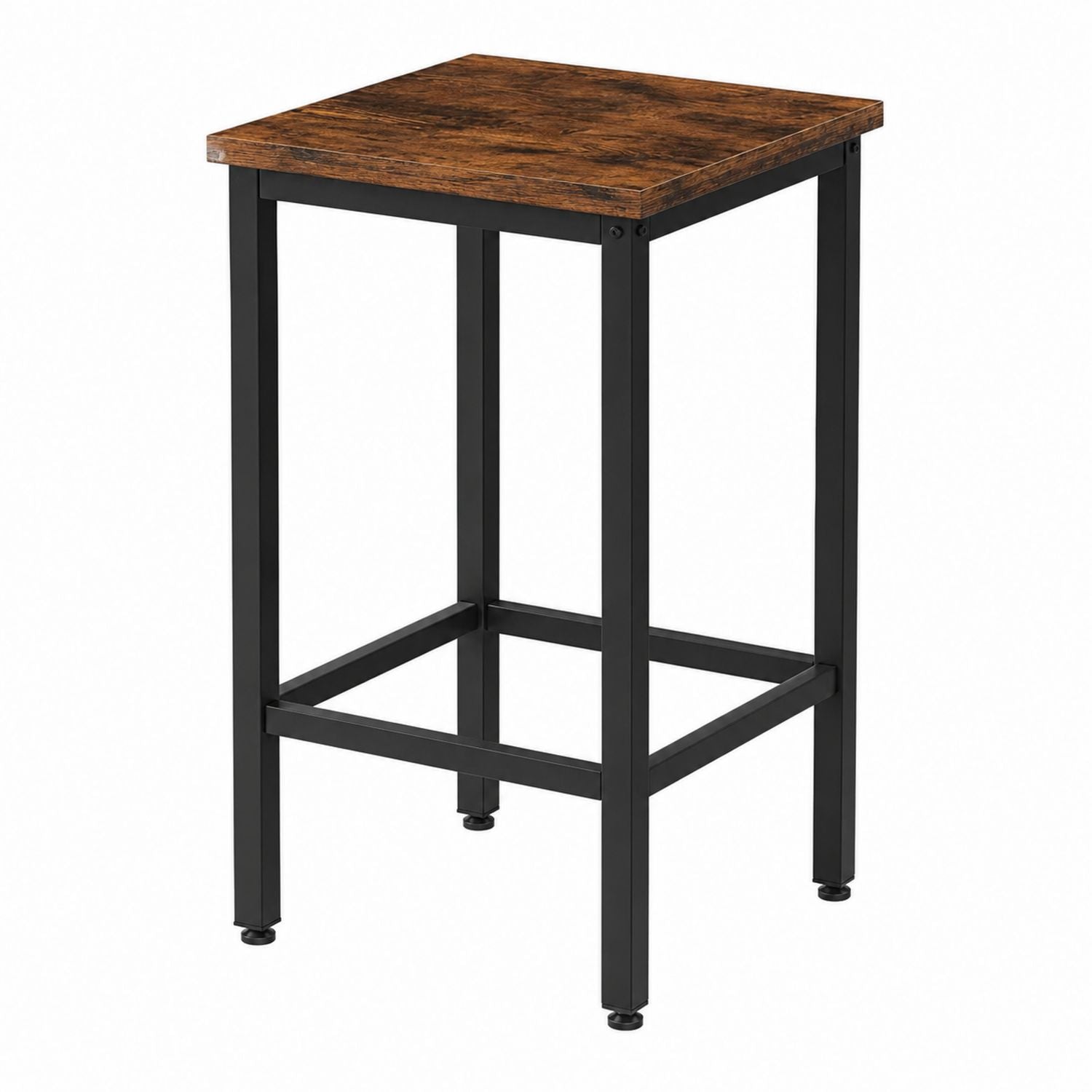 Stołek Barowy Metalowy z Drewnianym Blatem 65x40x30 cm