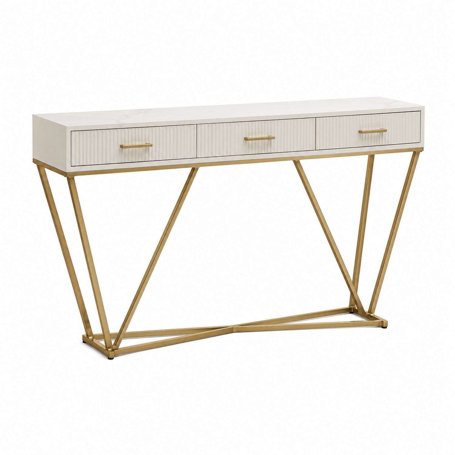 Konsola MDF Metal Biały Złoty 120x30x76 cm