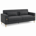 Sofa z tkaniny ciemnoszarej z metalowymi nogami, 220x90x85 cm