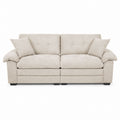 Sofa, beżowa, 2-osobowa, tkanina poliestrowa, 220x95x90 cm
