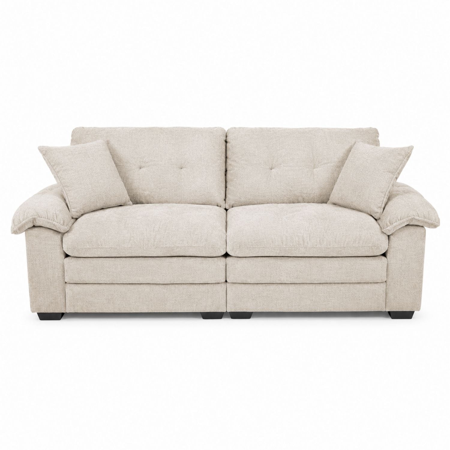 Sofa, beżowa, 2-osobowa, tkanina poliestrowa, 220x95x90 cm