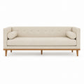 Sofa z tkaniny kremowej z drewnianą ramą 200x80x85 cm
