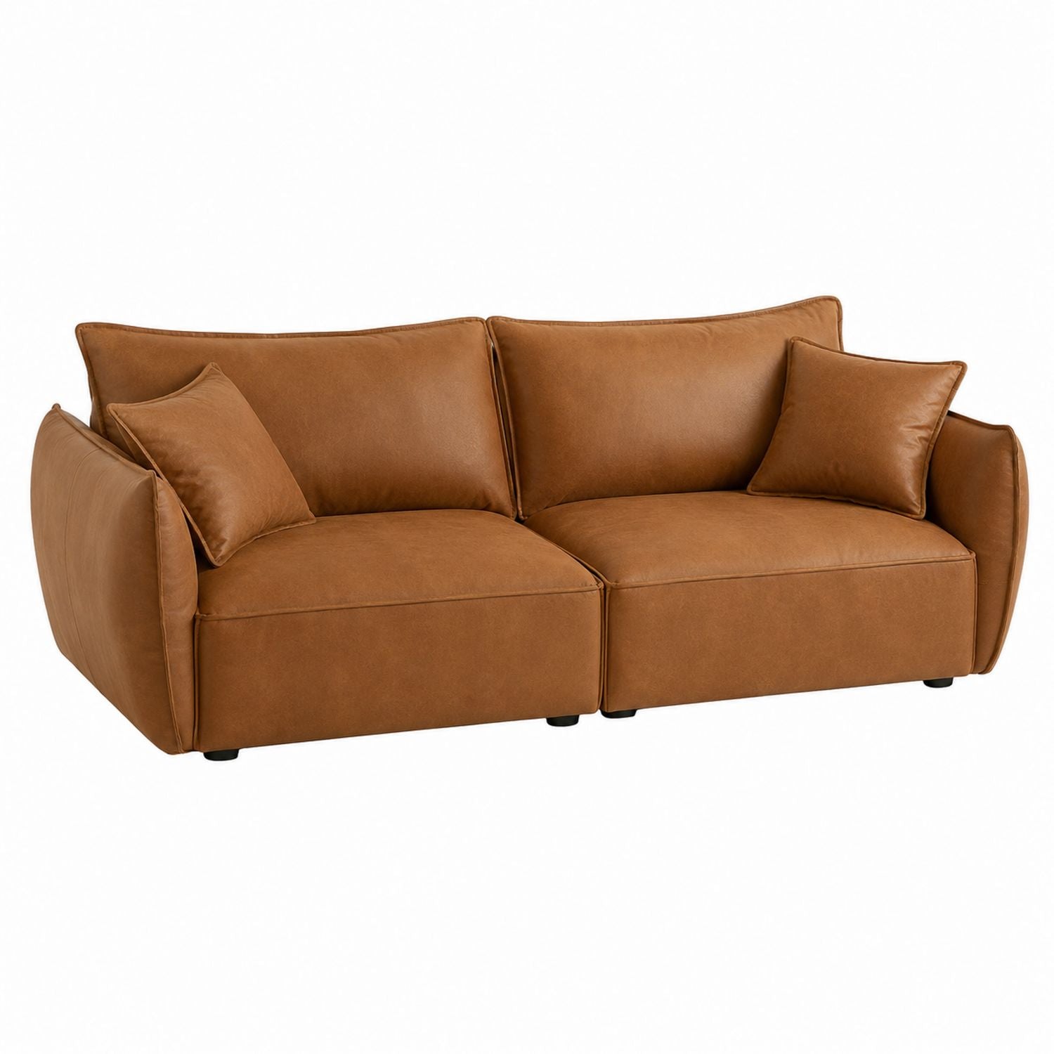 Sofa dwuosobowa z brązowej skóry ekologicznej